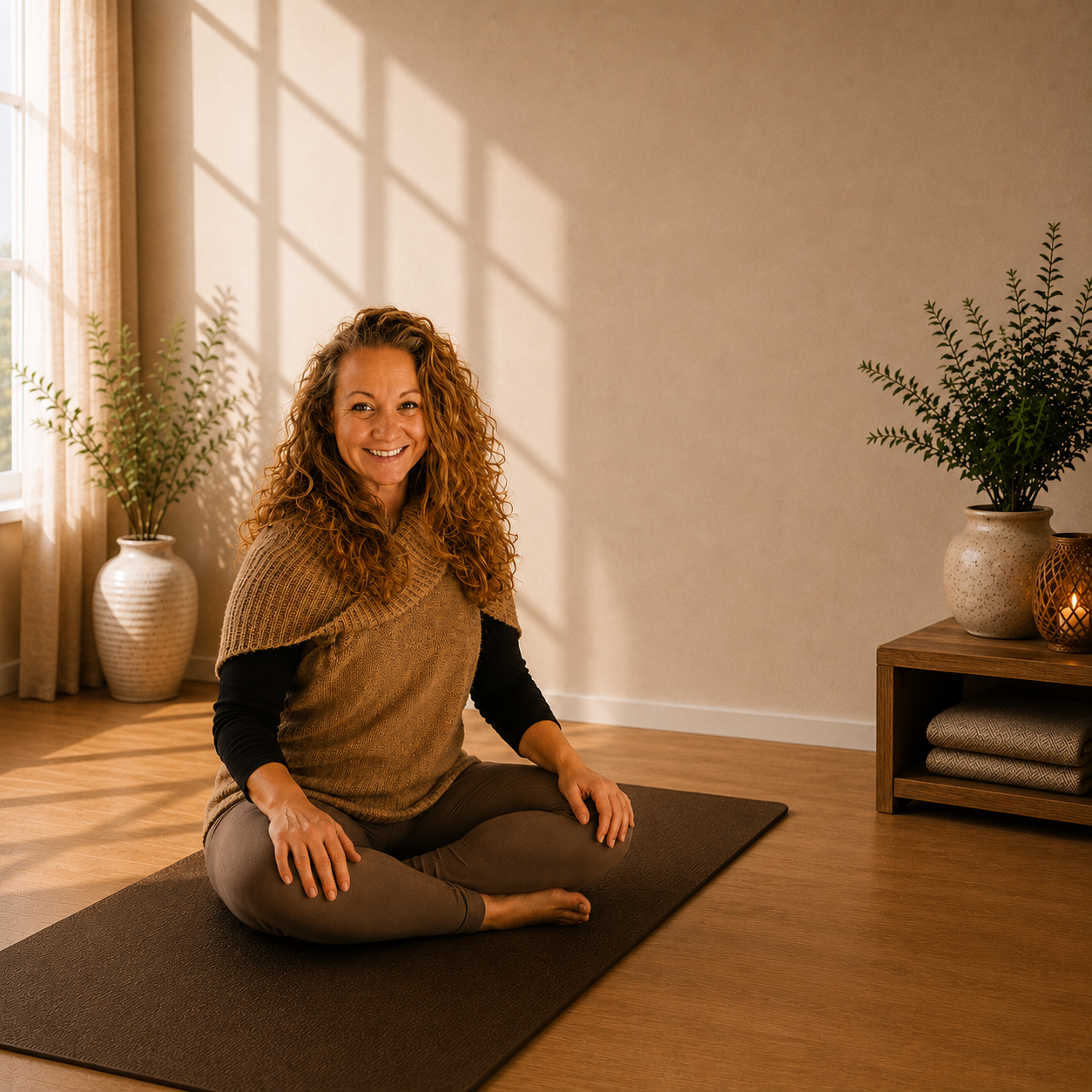 Yin yoga houding tijdens een groepsles